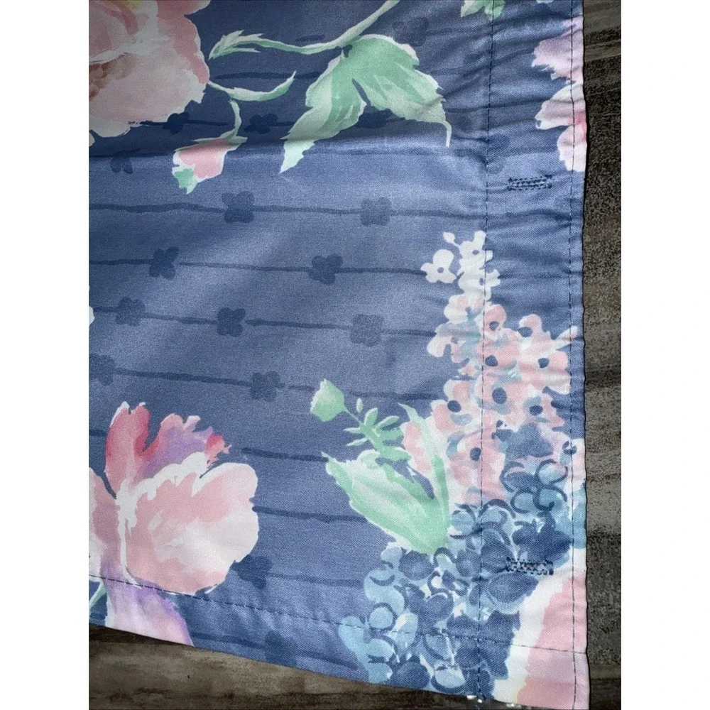 Vintage Hygiene Industries Shower Curtain Blue Pink Floral Kitschy USA 67X71
